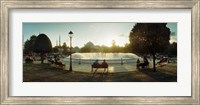 People sitting at a fountain with Blue Mosque in the background, Istanbul, Turkey Fine Art Print