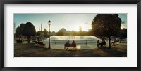 People sitting at a fountain with Blue Mosque in the background, Istanbul, Turkey Fine Art Print