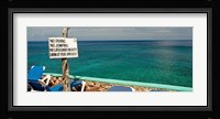 Sign at Xtabi Hotel above cliffs, Negril, Westmoreland, Jamaica Fine Art Print