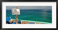 Sign at Xtabi Hotel above cliffs, Negril, Westmoreland, Jamaica Fine Art Print