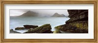 Rock formations at coast, Black Cuillin, Elgol, Isle of Skye, Inner Hebrides, Highlands Region, Scotland Fine Art Print