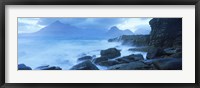 Black Cuillin and waves at coast, Elgol, Isle of Skye, Inner Hebrides, Highlands Region, Scotland Fine Art Print
