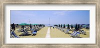 Deck chairs and umbrellas on the beach, Viareggio, Tuscany, Italy Fine Art Print