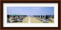 Deck chairs and umbrellas on the beach, Viareggio, Tuscany, Italy Fine Art Print