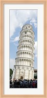 Tourists looking at a tower, Leaning Tower Of Pisa, Piazza Dei Miracoli, Pisa, Tuscany, Italy Fine Art Print