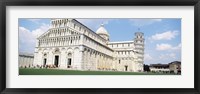 Tower with a cathedral, Leaning Tower Of Pisa, Pisa Cathedral, Piazza Dei Miracoli, Pisa, Tuscany, Italy Fine Art Print