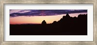 Silhouette of mountains at dusk, Badlands National Park, South Dakota, USA Fine Art Print