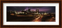 Skyscrapers lit up at night in a city, Kansas City, Jackson County, Missouri, USA 2012 Fine Art Print