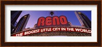 Low angle view of the Reno Arch at dusk, Virginia Street, Reno, Nevada, USA Fine Art Print