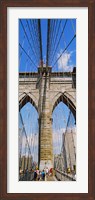 People at a suspension bridge, Brooklyn Bridge, New York City, New York State, USA Fine Art Print