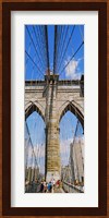 People at a suspension bridge, Brooklyn Bridge, New York City, New York State, USA Fine Art Print