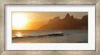 Surfers at sunset on Ipanema Beach, Rio De Janeiro, Brazil Fine Art Print