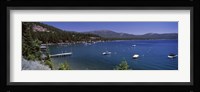 Boats in a lake with mountains in the background, Lake Tahoe, California, USA Fine Art Print