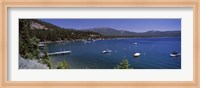 Boats in a lake with mountains in the background, Lake Tahoe, California, USA Fine Art Print