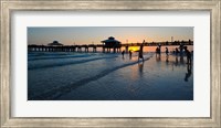 Pier at sunset, Fort Myers Beach, Estero Island, Lee County, Florida, USA Fine Art Print