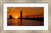 Grand Haven Lighthouse at sunset, Grand Haven, Michigan, USA Fine Art Print