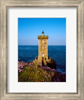 Lighthouse at the coast, Kermorvan Lighthouse, Finistere, Brittany, France Fine Art Print