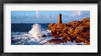 Waves crashing at Ploumanac'h Lighthouse, Pink Granite Coast, Perros-Guirec, Cotes-d'Armor, Brittany, France Fine Art Print