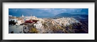 Buildings along rugged hillside, Santorini, Greece Fine Art Print