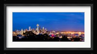 High angle view of a city at dusk, Seattle, King County, Washington State, USA 2012 Fine Art Print