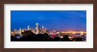 High angle view of a city at dusk, Seattle, King County, Washington State, USA 2012 Fine Art Print