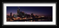 Skylines at night along Cumberland River, Nashville, Tennessee, USA 2013 Fine Art Print