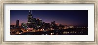 Skylines at night along Cumberland River, Nashville, Tennessee, USA 2013 Fine Art Print