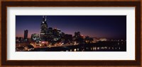 Skylines at night along Cumberland River, Nashville, Tennessee, USA 2013 Fine Art Print