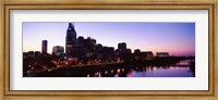 Skylines at dusk along Cumberland River, Nashville, Tennessee, USA 2013 Fine Art Print