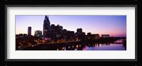 Skylines at dusk along Cumberland River, Nashville, Tennessee, USA 2013 Fine Art Print