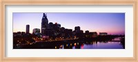 Skylines at dusk along Cumberland River, Nashville, Tennessee, USA 2013 Fine Art Print