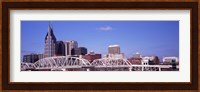Shelby Street Bridge with downtown skyline in background, Nashville, Tennessee, USA 2013 Fine Art Print