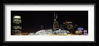 Skylines and Shelby Street Bridge at night, Nashville, Tennessee Fine Art Print
