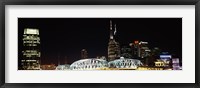 Skylines and Shelby Street Bridge at night, Nashville, Tennessee Fine Art Print