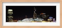 Skylines and Shelby Street Bridge at night, Nashville, Tennessee Fine Art Print