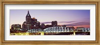 Skylines and Shelby Street Bridge at dusk, Nashville, Tennessee, USA 2013 Fine Art Print