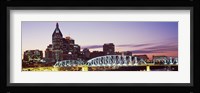 Skylines and Shelby Street Bridge at dusk, Nashville, Tennessee, USA 2013 Fine Art Print