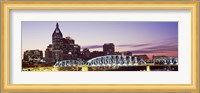 Skylines and Shelby Street Bridge at dusk, Nashville, Tennessee, USA 2013 Fine Art Print