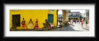 People in Native dress on Plaza De La Catedral, Havana, Cuba Fine Art Print