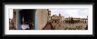Balcony overlooking the Plaza de la Catedral, Old Havana, Havana, Cuba Fine Art Print