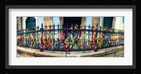 Colorful Bonfim wish ribbons tied around at Church of Nosso Senhor do Bonfim, Pelourinho, Salvador, Bahia, Brazil Fine Art Print