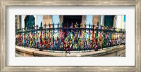 Colorful Bonfim wish ribbons tied around at Church of Nosso Senhor do Bonfim, Pelourinho, Salvador, Bahia, Brazil Fine Art Print