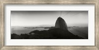 Sugarloaf Mountain at sunset, Rio de Janeiro, Brazil (black and white) Fine Art Print