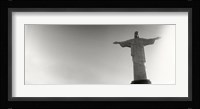 Low angle view of Christ The Redeemer, Corcovado, Rio de Janeiro, Brazil (black and white) Fine Art Print