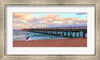 Couple sitting on the beach at sunset, Fort Lauderdale, Florida, USA Fine Art Print