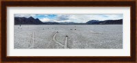 Track created by one of the mysterious moving rocks at the Racetrack, Death Valley, Death Valley National Park, California, USA Fine Art Print