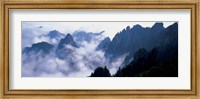 High angle view of misty mountains, Huangshan Mountains, Anhui Province, China Fine Art Print