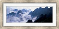 High angle view of misty mountains, Huangshan Mountains, Anhui Province, China Fine Art Print