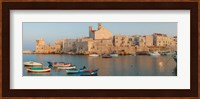 Buildings at the waterfront with boats at harbor, Giovinazzo, Puglia, Italy Fine Art Print