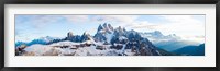 Snow covered mountains, Dolomites, Dolomiti Di Sesto Nature Park, Hochpustertal, Alta Pusteria, South Tyrol, Italy Fine Art Print